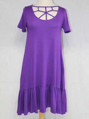 Zenana #7041 Stretch Casual Short Summer Dress-Sizes S to 3X-PURPLE-NEW
